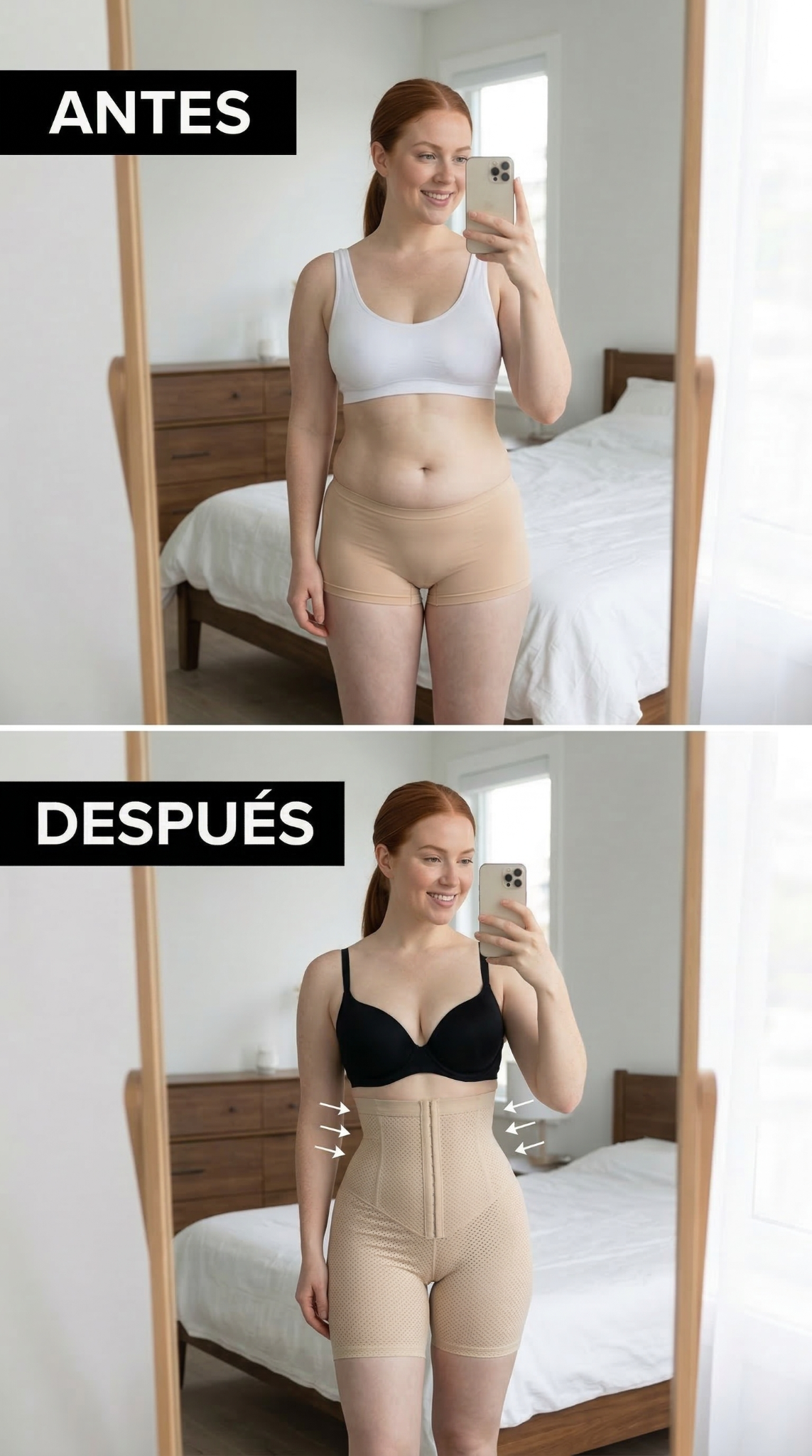 Antes y después con faja modeladora